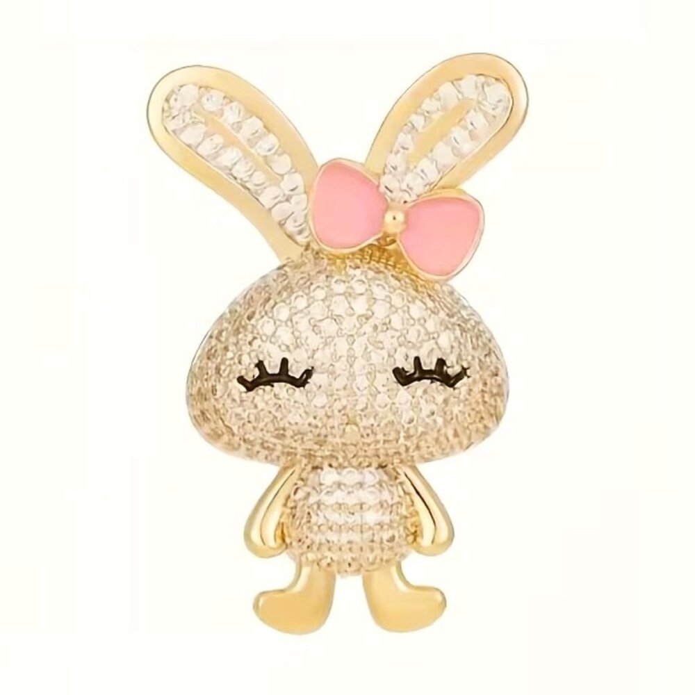 Bunny Brooch Rhinestones Glam Sparkle Trendy Stylish Rabbit Bling Cute Fun Diva